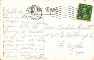 Brockton Mass. City Hall Cancel WOB Note Vintage Postcard 1c Stamp Antique PM 