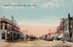 Ida Grove Iowa Second Street looking West #4236 Unused Postcard H40 *as is