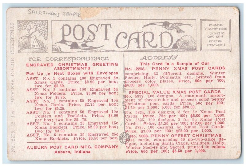 Christmas Gift Holly Berries On The Table Advertising Salesman Sample Postcard