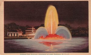 Vintage Postcard Highland Park Reservoir Illuminated At Night Rochester New York