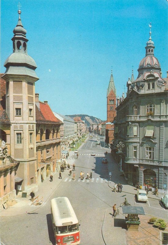 Postcard Slovenia Maribor cityscape bus street view