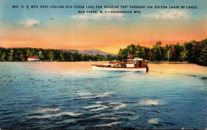 New York Adirondacks U S Mail Boat Leaving Old Forge Lake For Regular Trip Th...