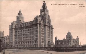 uk19574 royal liver buildings and dock offices liverpool real photo uk