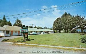 COQUILLE OREGON~MYRTLE LANE MOTEL-U.S. HWY 101-CARL MILLER-NEON-1950s POSTCARD