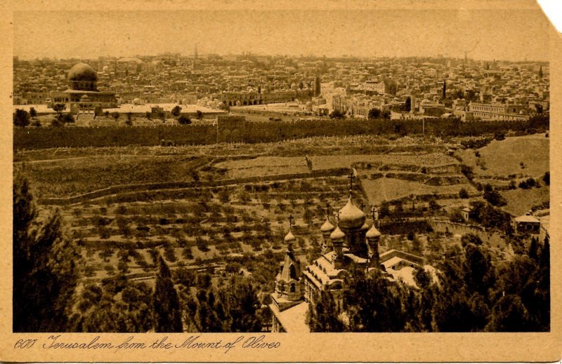 Israel - Jerusalem. Viewed from the Mount of Olives (torn corner)