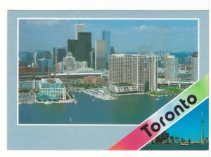 CN Tower, Skyline, Aerial View, Toronto, Ontario, Chrome Split View Postcard