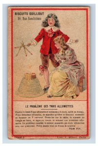 1880s French Biscuits Guillout Chocolat Science Three Matches Game Trick F158