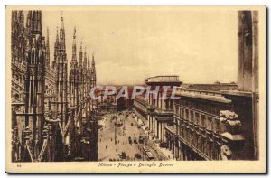 Old Postcard Milano Piazza Duomo Dettaglio