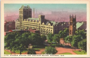 Canada CPR Windsor Station And Dominion Square Montreal Vintage Postcard 03.81