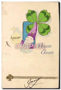 Old Postcard Leprechaun Fancy Clover