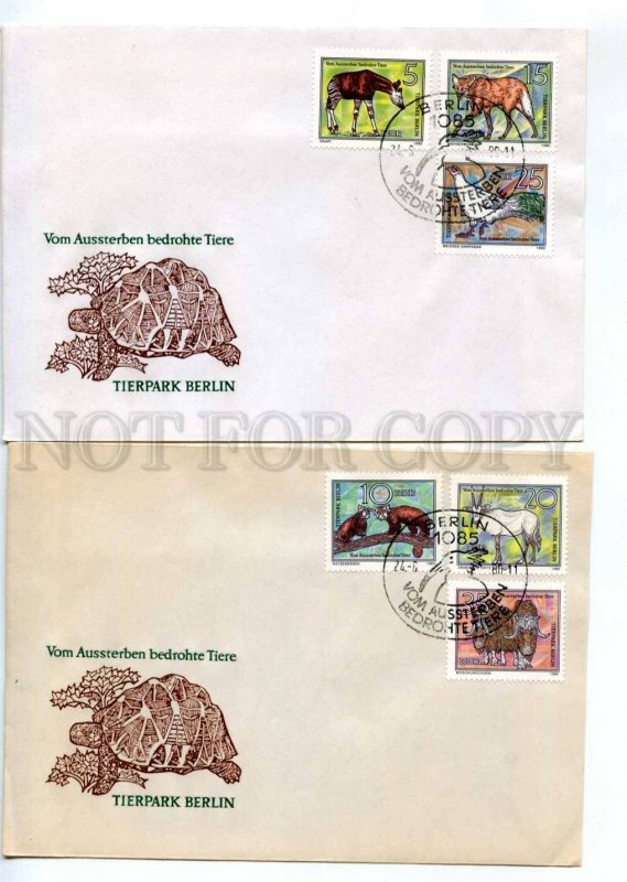 417292 EAST GERMANY GDR 1980 FDCs Berlin ZOO animals Turtle Fox Bison