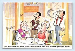Hotel Vancouver 'Bush Wren, Bull Bucker' Timber Club cartoon CANADA Postcard