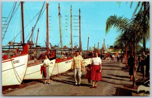 Vtg Tarpon Springs Florida FL Sponge Fleet at Dock 1970s View Postcard