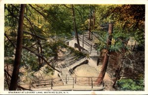 New York Watkins Glen Stairway At Lovers' Lane 1916 Curteich