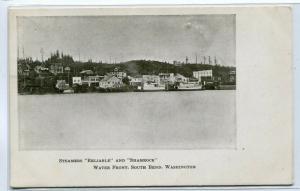 Steamers Reliable Shamrock Water Front South Bend Washington 1910c postcard