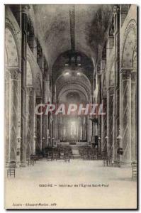 issoire Old Postcard Interior of St. Paul & # 39eglise