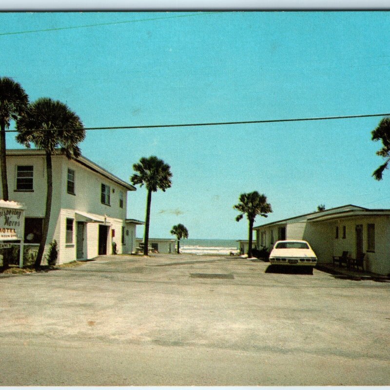 c1970s Daytona Beach Shores, FL Whispering Waves Motel Roadside Chrome PC A332