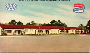 Linen Postcard Park View Motor Court U.S. 17 in Brunswick, Georgia