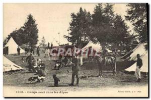 Old Postcard Militaria Alpine Corps camp in the Alps