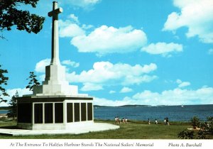 CONTINENTAL SIZE POSTCARD NATIONAL SAILORS' MEMORIAL ENTRANCE HALIFAX HARBOUR