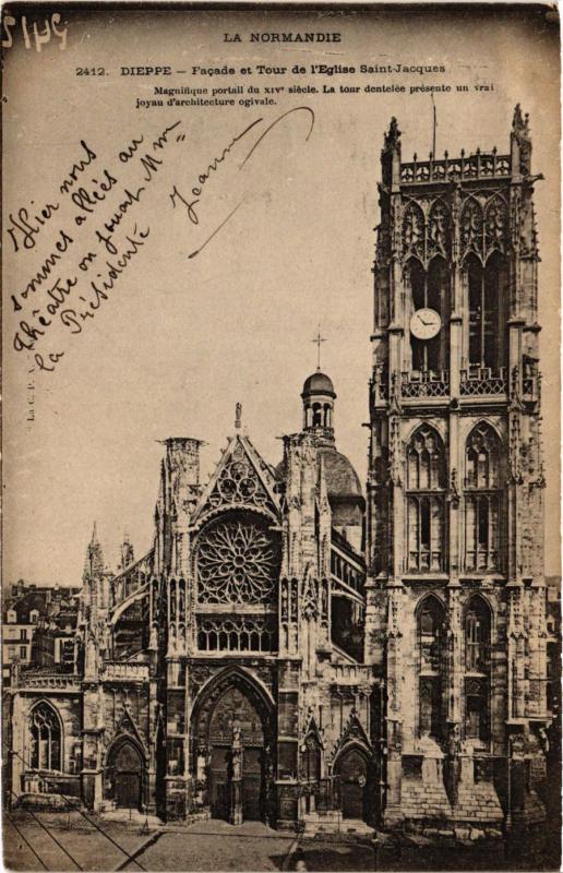 CPA DIEPPE-Facade et Tour de l'Église St-Jacques (347423)