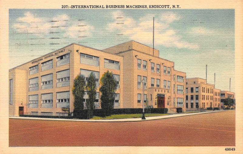 International Business Machines, Endicott, N.Y., Early Linen Postcard, Used