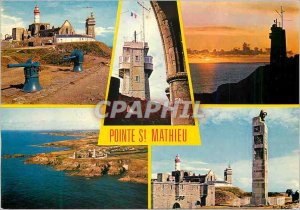 Modern Postcard Pointe St Mathieu Colors of Brittany Le Phare Le Semaphore an...