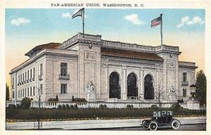 Washington DC~Pan-American Union Building~Statues by Stairs~Car in Street~1929