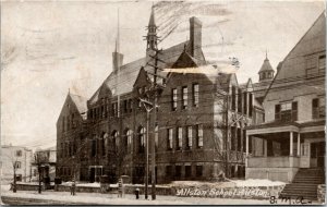 Postcard MA Allston Boston Allston School Flag Cancel UDB 1906 K16