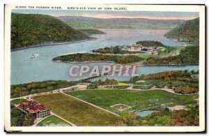 Old Postcard Along The Hudson River Bird & # 39s Eye View Of Iona Island