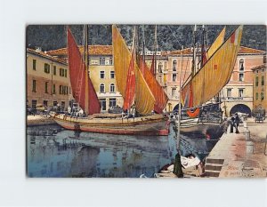 Postcard Il porto Riva Italy