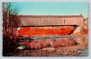 Maine Lowes Covered Bridge Vintage Postcard A66