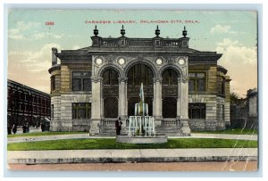 1911 Carnegie Library Building Fountain Oklahoma City Oklahoma OK Postcard 
