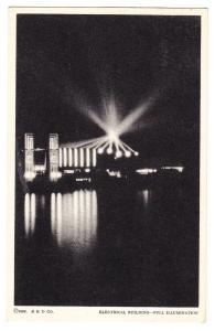 1933 Postcard Chicago World's Fair Century of Progress w/Stamp Electrical Bldg.