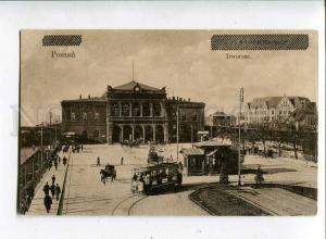 261223 Poland Poznan POSEN Railway station TRAM Vintage PC