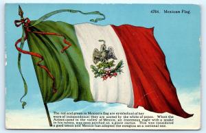 Postcard Mexican Flag Mexico Red White Green Eagle Snake A06