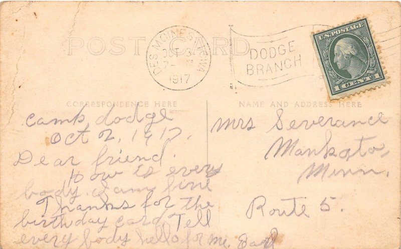 H47/ Des Moines Iowa RPPC Postcard 1917 Camp Dodge Tents Buildings