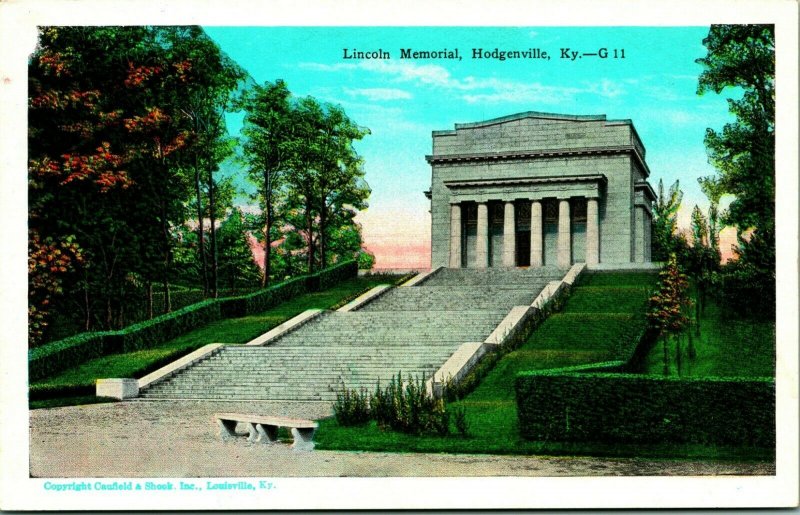 Lincoln Memorial Hall Hodgenville Kentucky KY UNP 1920s Vtg Postcard 
