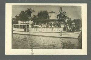 St. Petersburg FL RPPC c1930 YACHT Sailboat TOURIST LAUNCH Miss Florida II