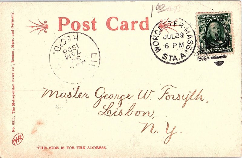 Postcard BRIDGE SCENE Worcester Massachusetts MA AI4882