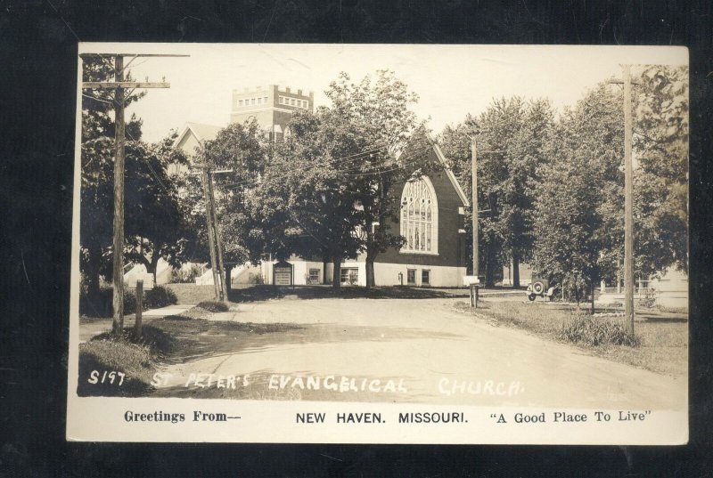 RPPC NEW HAVEN MISSOURI ST. PETER'S EVANGELICAL CHURCH REAL PHOTO POSTCARD 