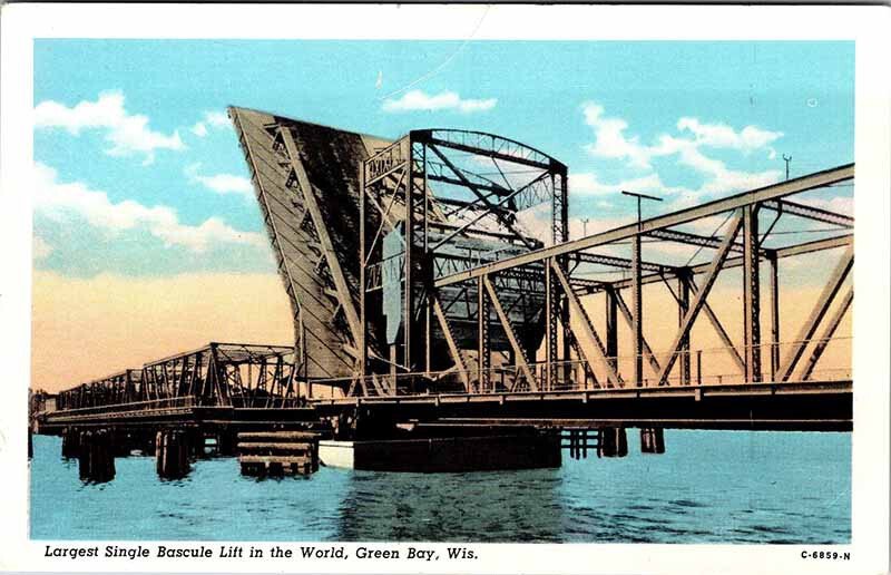 Postcard BRIDGE SCENE Green Bay Wisconsin WI AK5838