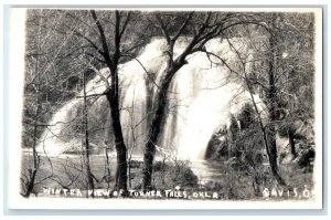 Winter View Of Turner Falls Davis Oklahoma OK Waterfalls RPPC Photo Postcard