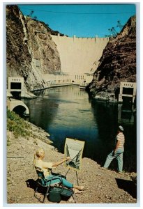 c1960 Hoover Dam Painting Arizona Santa Ana California Antique Vintage Postcard 