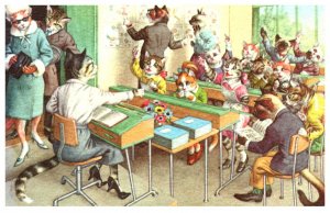 Cats in  Classroom, School   Alfred Mainzer no. 4964