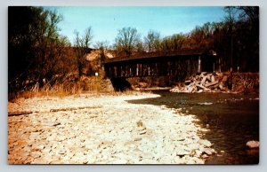Town Lattice Truss Covered Bridge Ashtabula County OH Vintage Postcard A7