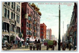 1908 Main Street Near The Post Office View Springfield Massachusetts MA Postcard