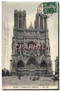 Old Postcard Reims Facade of the Cathedral