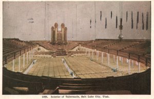 Salt Lake City Utah, 1909 Interior Tabernacle Church Religious Vintage Postcard