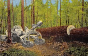 Modern Logging Tractor  at Work Vintage Postcard AA10027